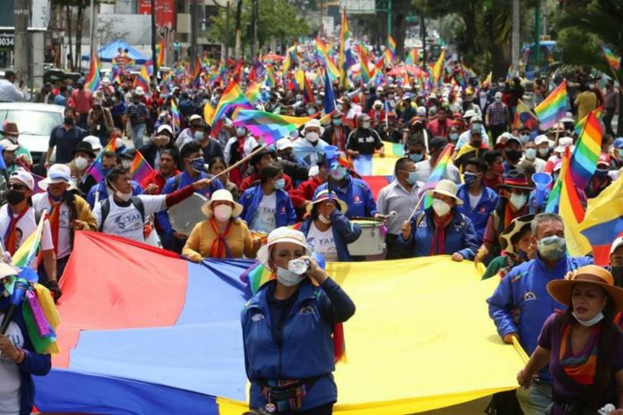 MARCHA. El martes llegaron representantes indígenas a Quito, para reclamar por un supuesto fraude en las elecciones del 7 de febrero. MARCHA. El martes llegaron representantes indígenas a Quito, para reclamar por un supuesto fraude en las elecciones del 7 de febrero.
