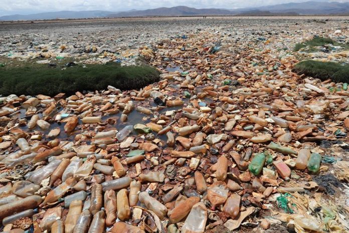 ESCENARIO. Fotografía que muestra la contaminación en el lago Uru Uru el 30 de marzo de 2021 en Oruro (Bolivia). ESCENARIO. Fotografía que muestra la contaminación en el lago Uru Uru el 30 de marzo de 2021 en Oruro (Bolivia).