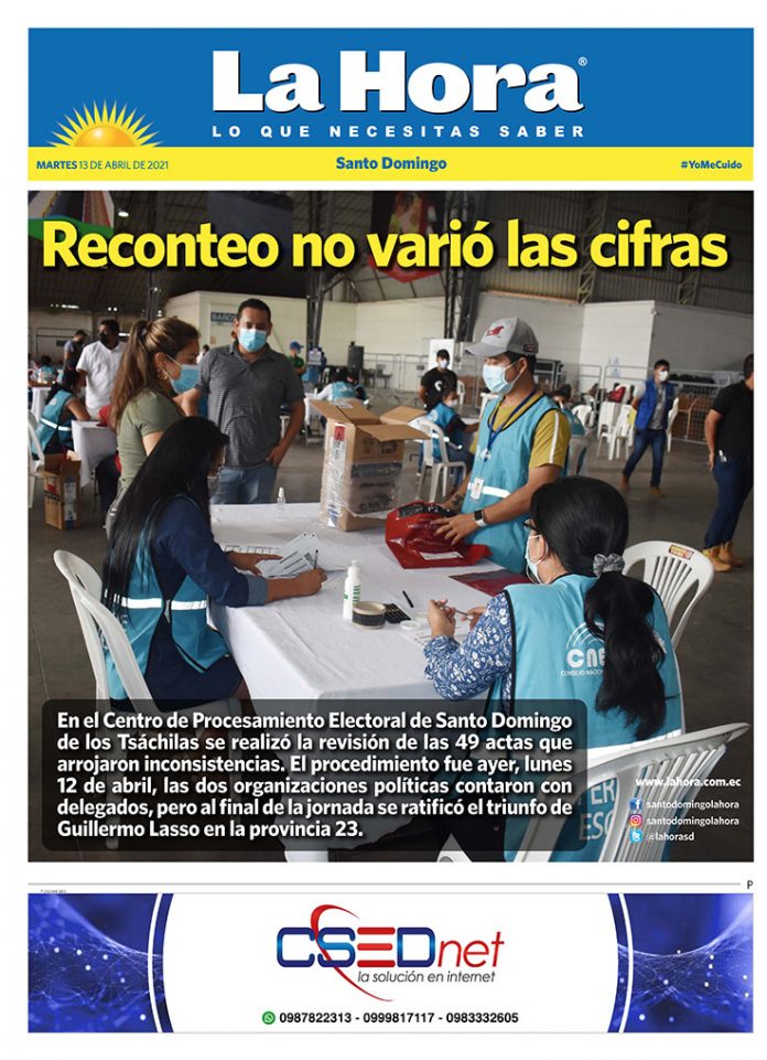 Santo Domingo: 13 de abril, 2021